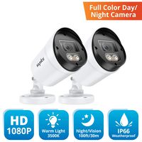 SANNCE 1080P Full Colorful Night Vision CCTV Camera, 2.0MP HD-TVI Wide Angle Bullet Security Camera with 2 Warm Lights Built-in, Indoor and Outdoor Use, 100ft Clear Full Color Night Vision(2 Pack)