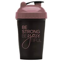 GOMOYO Motivational Quotes on Performa Perfect Shaker Bottle, 20oz Classic Protein Shaker Bottle, Advanced Actionrod Mixing Technology, Dishwasher Safe, Leak Proof (Be Strong - Black/Rose - 20oz)