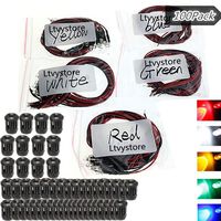 Ltvystore  3MM 12V LED Pre Wired Prewired 7.87 Inch Lamp Light Bulb Prewired Emitting Diode Red Blue Yellow Green White and Black 3MM LED Plastic Clip Holder Display Panel,Pack of 100