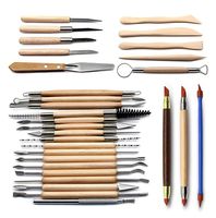 Blisstime Set of 30 Clay Sculpting Tools Wooden Handle Pottery Carving Tool Kit