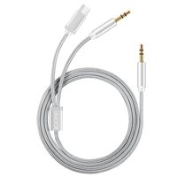 UNOOE Type-C Car Aux Cable Stereo Audio Cord with Extension 3.5mm Headphone Jack Adapter for Car Home Stereo Speakers Headphones Compatible All Android Phone& Motorola Moto Z Series and More(Silver)