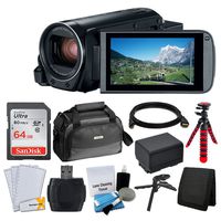 Canon VIXIA HF R80 Camcorder + Canon SC-A80 Soft Case + Sandisk 64GB Memory Card + Extra BP-727 Battery Pack + Flexible, Wrapable Tripod + USB Card Reader + Screen Protectors - Valued Accessory Bundle