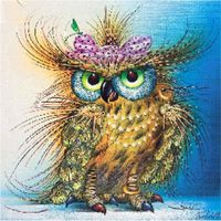DIY 5D Diamond Painting Kit, Round Diamond Lovely Owl Embroidery Rhinestone Cross Stitch Arts Craft Supply for Home Wall Decor 11.8x11.8 inch