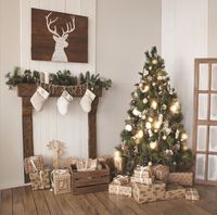 GoodsFederation 10x10ft Christmas Theme Christmas Tree Pictorial Cloth Poly Fabric Photography Backdrop Customized Photo Backdrops Background Studio Props SDJ-082