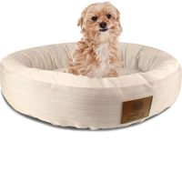 American Kennel Club Casablanca Solid Round Bed for Pets, Tan