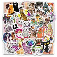 Girl Cute Cartoon cat Laptop Stickers Car Skateboard Motorcycle Bicycle Luggage Guitar Bike Decal 50pcs Pack for Kids Children Gift