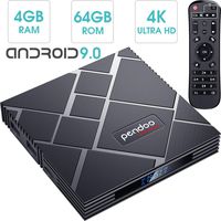 pendoo Android 9.0 TV Box 4GB RAM 64GB ROM, X10 MAX Android TV Box RK3318 Quad-Core 64Bits Dual WiFi 2.4G/5G Bluetooth 3D 4K Ultra HD H.265 USB 3.0 Android Box