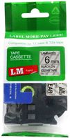 LM Tapes - Brother PT-310 1/4" (6mm 0.23 Laminated) Black on Clear Compatible TZe P-touch Tape for Brother Model PT310 Label Maker with FREE Tape Guide Included