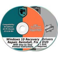 Ezalink Recovery Disc Set Compatible w/ Windows 10 Home & Professional 32 & 64-Bit Install, Restore, Repair, Boot, Fix with Drivers 2 DVD Set {All PC Brands}