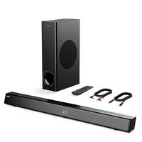 2.1 Channel Soundbar with Subwoofer, ABOX 120W Sound Bar for TV, Wireless & Wired Home Theater Surround Sound, 5 Input with Remote Control, Wall Mountable