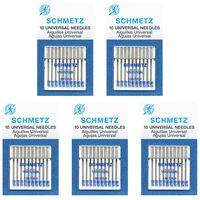 50 Schmetz Universal Sewing Machine Needles -  Assorted sizes - Box of 5 cards