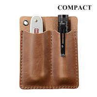 EDC Leather Pocket Organizer, Pocket Slip, Pocket Knife Pouch, EDC Carrier, Everyday Carry Organizers, Full Grain Leather. Light Chestnut Brown.