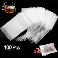 100 Pcs Biodegradable Tea Filter Bags,Disposable Tea Filter Bags,Empty Corn Fiber Drawstring Seal Filter Tea Bags for Loose Leaf Teal（3.54 x 2.75 inch） (100pcs)