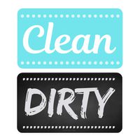Dishwasher Magnet Clean Dirty Sign - Strongest Magnet Double Sided Flip - With Bonus Metal Magnetic Plate - Universal Kitchen Dish Washer Reversible Indicator - Aqua Chalk