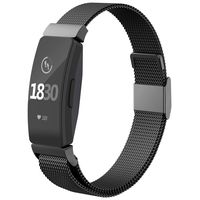 CCnutri Compatible with Fitbit Inspire HR Bands, Stainless Steel Loop Metal Mesh Bracelet for Fitbit Inspire and Ace 2 Replacement Wristbands for Women Men, Black, Small
