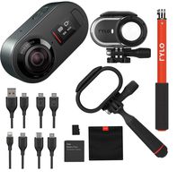 Rylo 5.8K 360 Degree Video Camera Black, (iPhone +Android) Bundle Kit with 16GB SD Card + Everyday Case + Rylo Adventure Case + Rylo Invisible SelfieStick