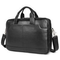 Augus Genuine Full Grain Leather Laptop Briefcase for Men 15.6 Inch Laptop Bag Messenger Tote Bags Waterproof,Black