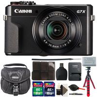 Canon PowerShot G7 X Mark II 20.1 MP Digital Camera (Black) + 24GB Memory Card + Wallet + Reader + Lens Pen + Dust Blower + Case + 3pc Cleaning Kit + Flexible Tripod