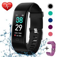 KITPIPI Fitness Tracker Activity Tracker Watch with Heart Rate Monitor, Pedometer Waterproof Smart Watch Sleep Monitor, Step Counter, Calorie Counter, for Kids Women and Men (Black+Purple)