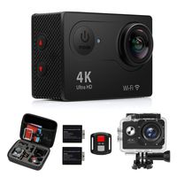 Action Camera, 4K WiFi Ultra HD 16MP Waterproof Sport Camera 2 Inch LCD Screen 12MP 170 Degree Wide Angle 2 Rechargeable Batteries Free Travel Bag Include Accessories Kits