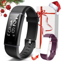 Lintelek Fitness Tracker Heart Rate Monitor, Activity Tracker, Pedometer Watch with Connected GPS, Waterproof Calorie Counter, 14 Sports Modes Step Tracker for Women, Men, Kids and Gift (Black+Purple)