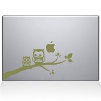 The Decal Guru Two Owls on a Branch Decal Vinyl Sticker, 15" MacBook Pro (2016 & Newer Models), Gold (2353-MAC-15X-G)