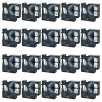 SuperInk 20PK Replacement Industrial Rhino Heat Shrink Tubes Compatible for Dymo 18051 Black on White Cable Label Tape (6mmx1.5m,1/4''x5ft) use in DYMO Rhino 1000 3000 4200 5000 5200 6000 Label Maker