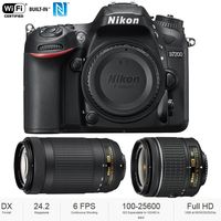 Nikon D7200 DX 24.2MP Digital SLR Camera Body with WiFi NFC + Dual Lens AF-P (18-55mm + 70-300mm) Bundle - (Renewed)