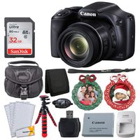Canon SX530 HS PowerShot Digital Camera with 50x Optical Zoom & Built-in Wi-Fi (Black) + 32GB Memory Card + Camera Case + Flexible Tripod + Wreath Photo Ornament Green, Red - Holiday Bundle