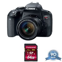 Canon EOS Rebel T7i DSLR Camera with 18-55mm Lens with Memory Card - (Renewed)