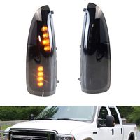 iJDMTOY (2) Smoked Lens LED Side Mirror Marker Lights Set Compatible With 2003-2007 Ford F-250 F-350 Superduty, 2000-2005 Ford Excursion