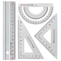 4 pc Metal Triangular Scale Ruler Set - Architectural Scale Ruler Set, Math Geometry Tool, Protractor, Triangular, Ruler Set