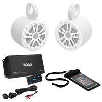 Boss ASK902B.6 4-Ch. 500w Marine/Boat Bluetooth Amplifier+(2) Wakeboard Speakers