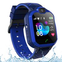 Kids Smartwatch Phone IP67 Waterproof, Boys Girls Watch with LBS/AGPS Locator 2Way Call SOS Voice Chat Camera Alarm Clock Sport Watch Gift for 3-12 Years Old Childrens (02-2G LBS Waterproof Blue)