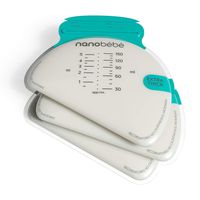 nanobébé 50 Breastmilk Storage Bags - Cools & Thaws Evenly 2X Faster, to Protect nutrients Refill Pack, Breastfeeding Supplies, Save Space & Track Pumping - Breastmilk Bags for Freezer or Fridge