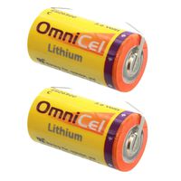 2x OmniCel ER26500 3.6V 8.5Ah Size C Lithium Battery w/ Tabs For Tracking Buoys, Location GPS, GSM, ARGOS, Emergency Lighting, Computer RAM, AMR Add-ons, Smoke Alarms, Carbon Monoxide Detectors