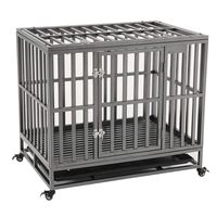 KELIXU Heavy Duty Dog Crate Large Dog cage Dog Kennels and Crates for Large Dogs Indoor Outdoor with Double Doors, Locks and Lockable Wheels（38in 42in 46in）