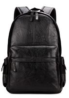 Kenox Vintage PU Leather Backpack School College Bookbag Laptop Computer Backpack - Black
