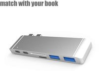 USB C Hub, 6-in-1 Premium USB C Adapter with Type C Charging Port, 40Gbs Thunderbolt 3,SD/Micro SD Card Reader, 2 x USB 3.0 Ports for MacBook Pro 2017/2018, and More USB C Devices,Gray (Silver)