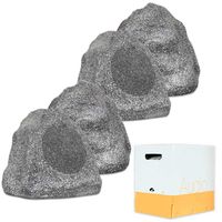 Theater Solutions 4R8G Outdoor Granite 8" Rock 4 Speaker Set with Wire for Yard Pool Spa Patio Garden