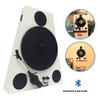 Easygoproducts Vertical Bluetooth Turntable - 3 Speed Record Player - Auto Stop Feature - Amplified Triple Built-in Stereo Speakers - Headphone Jack Input and RCA Outputs - White