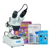 OMAX 10X-20X-30X-60X Binocular Stereo Microscope with Dual Lights, USB Camera, Cleaning Pack, Book
