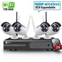Wireless Security Camera System with 1TB Hard Drive,2.0MP CCTV NVR WiFi Surveillance System,Night Vision,Weatherproof, Motion Detection, Remote Monitoring for Home Indoor Outdoor