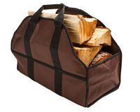 Egooz Large Firewood Log Carrier, Durable Canvas Tote Bag for Carrying Wood - Simple, Easy use, Close End - keeps mess inside the carrier, 24"X12"X10"(Brown)