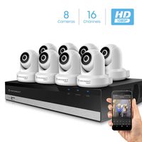 Amcrest 2MP Security Camera System w/ 4K 16CH NVR, (8) x 2-Megapixel Dome WiFi IP Cameras, Pan/Tilt Surveillance, Two-Way Audio, NV2116-IP2M-841W8 (White)