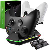 Xbox One Controller Charger, GAFA Dual Xbox One/One S/One Elite Charging Station with 4 x 800mAh Rechargeable Battery Packs for Two Wireless Controllers Charge Kit- Black