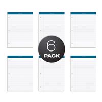 TOPS 63437 Double Docket Ruled Pads, 8 1/2 x 11 3/4, White, 100 Sheets (Pack of 6 Pads)