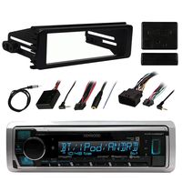 Kenwood Marine Digital Media Bluetooth Receiver, Metra Steering Wheel Interface, Antenna - 40", 1998-2013 Harley Davidson Single-DIN Stereo Installation Kit