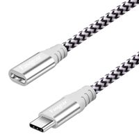 Type C Extension Cable, Fasgear 1 Pack 6ft USB C (20V/3A) Male to Female 2.0 Nylon Braided Extender Cord Compatible with Pixel, Galaxy S10 S9(6ft, Gray)