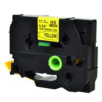 Nineleaf 1 PK Black on Yellow Flabel-Making Tape Heat Shrinkable Tape Compatible for Brother P-Touch HSe-641 HSe641 HS641 HS-641 17.7mm 0.7" 4.92 ft for PT-E300 PT-E500 PT-E550W PT-P750WVP Printer